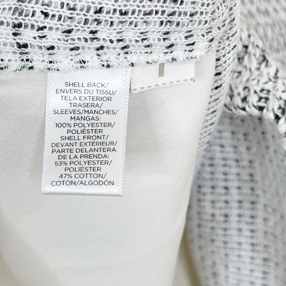 LOFT XSmall XS Cream Gray Tweed Front Mixed Media Long Sleeve Blouse Top Scoop - Picture 8 of 9